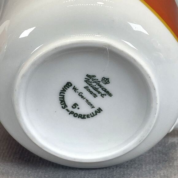 2 RARE Seltmann Weiden Bavaria W. Germany Tea Cup Orange Tear Drop Porcelain MCM - Picture 4 of 7